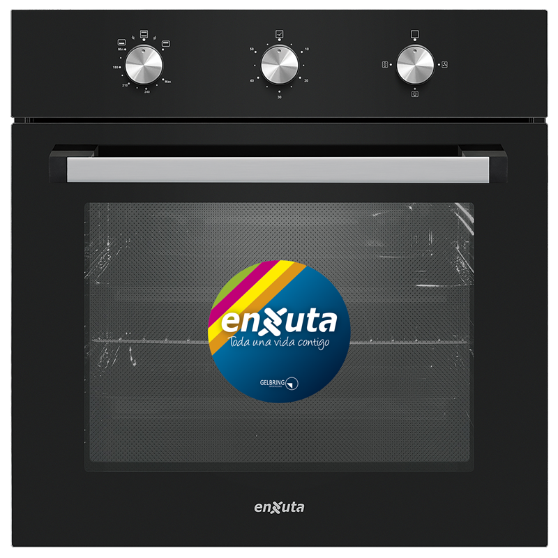 Horno de empotrar a gas negro con convección- Enxuta